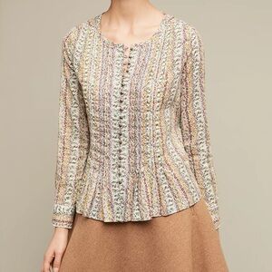 Maeve Gelise Button Floral Striped Blouse